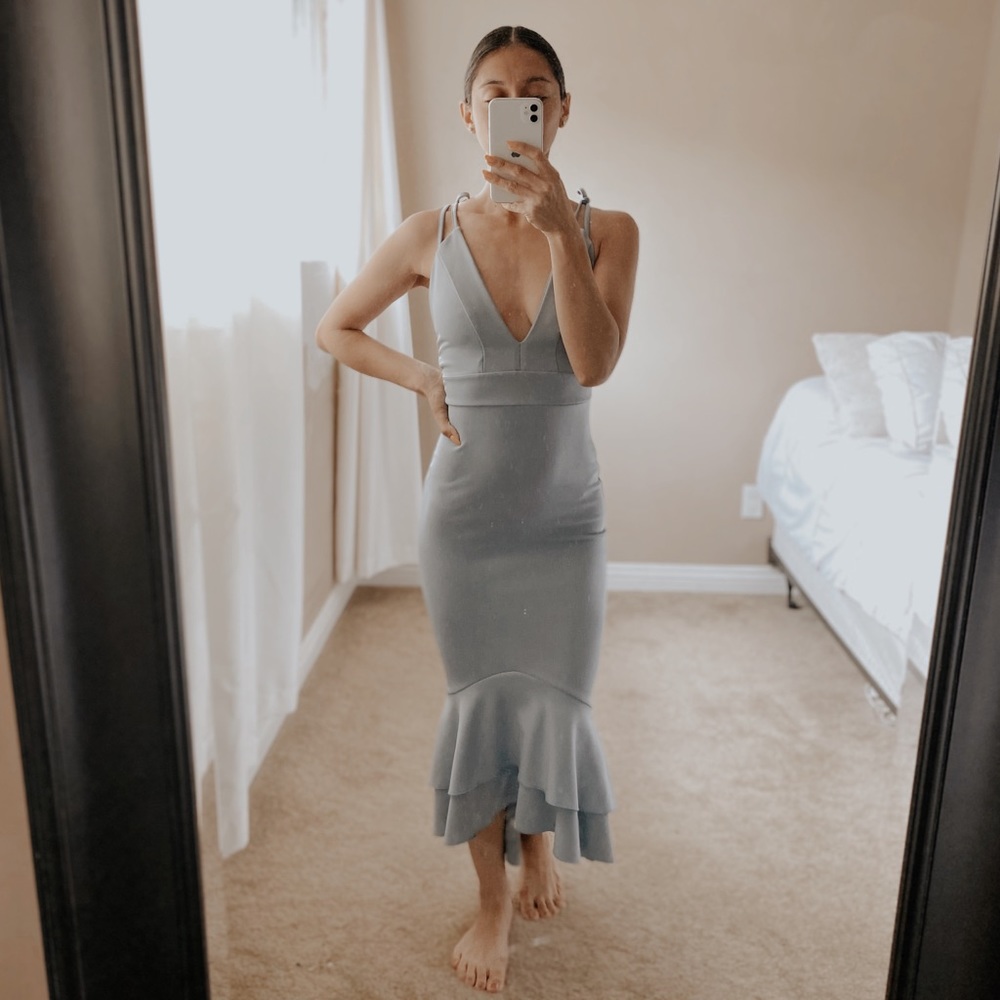 blue wedding guest dress